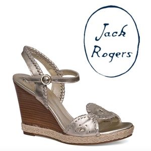 Jack Rogers Clare Rope Wedge Sandal - Platinum - 8